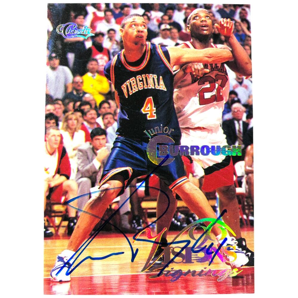 1996 Classic Vision Signings Junior Burrough Virginia On-Card Auto